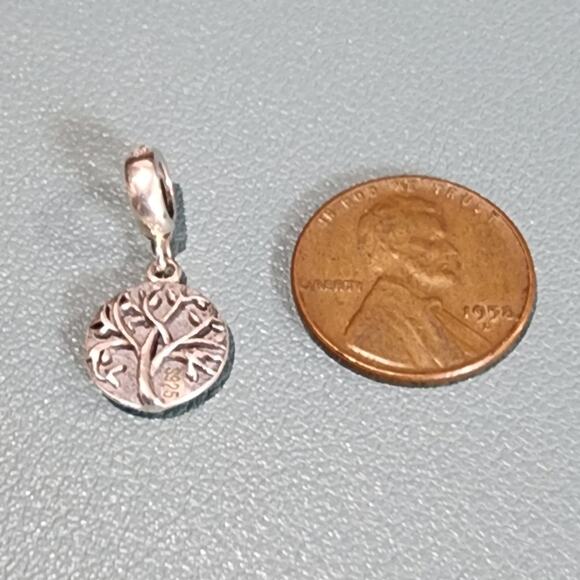 Vintage Sterling Silver Tree Of Life Rhinestone Dangle Charm Pendant - Picture 4 of 7